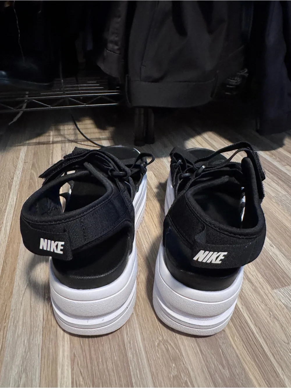 Nike Black & White Kids Platform Sport Sandals